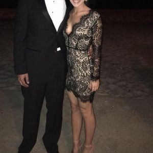 Black lace long sleeve dress